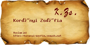 Korényi Zsófia névjegykártya